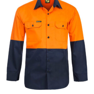 Workcraft LIGHTWEIGHT HI VIS LONG SLEEVE VENTED COTTON DRILL SHIRT WS4247