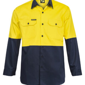 Workcraft HI VIS LONG SLEEVE COTTON DRILL SHIRT WS3022