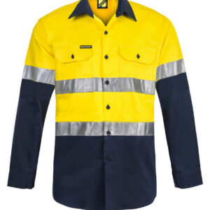 Workcraft  HI VIS LONG SLEEVE COTTON DRILL REFLECTIVE SHIRT WS4000