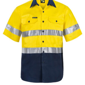 Workcraft  HI VIS SHORT SLEEVE COTTON DRILL REFLECTIVE SHIRT WS4001