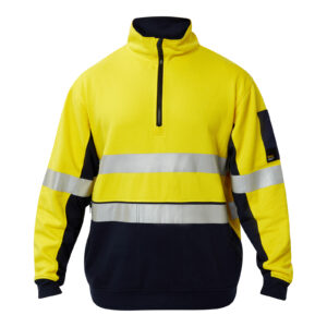 Workcraft  HI VIS HALF ZIP COTTON REFLECTIVE PULLOVER WT8018